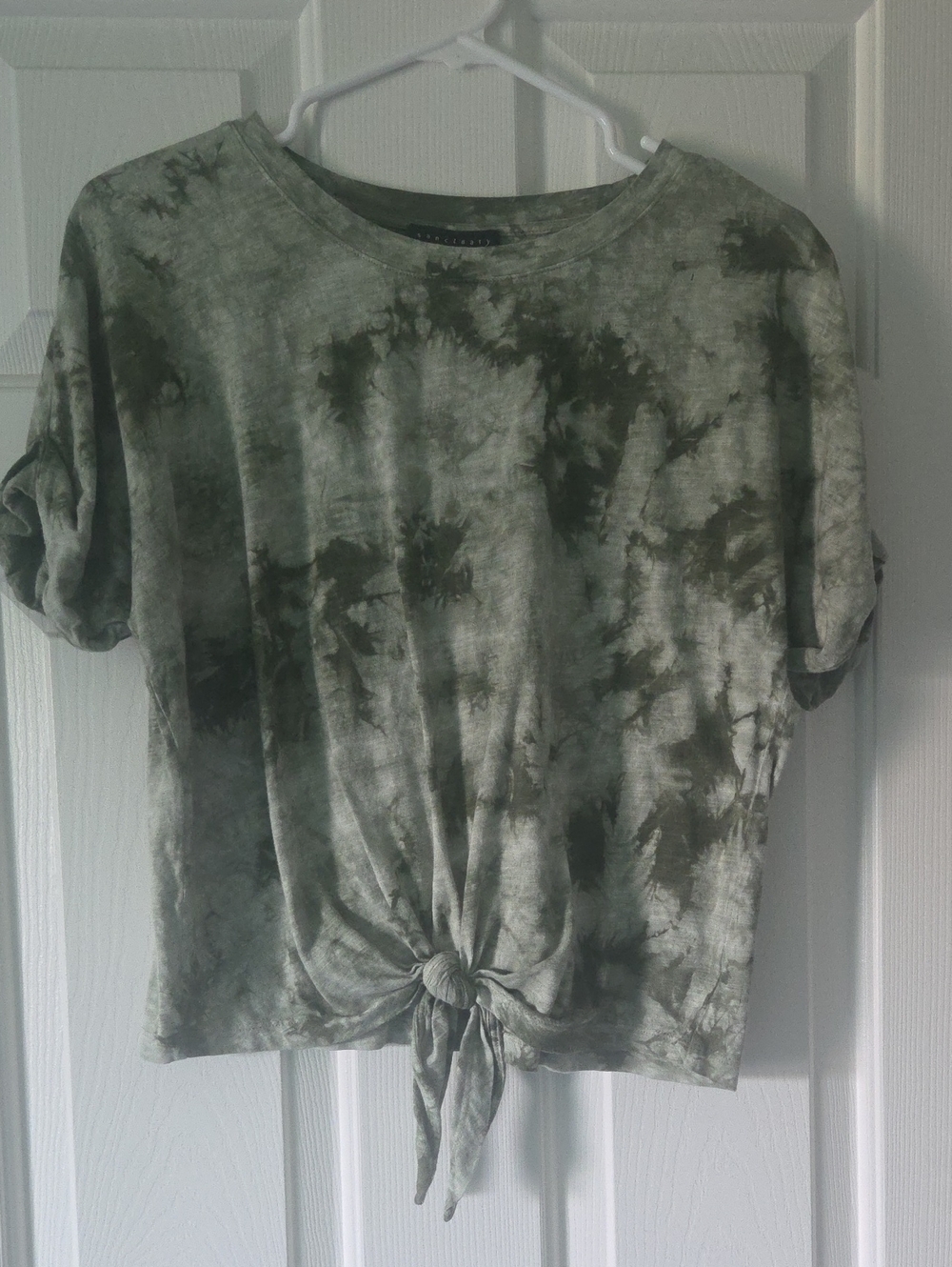 Sanctuary Olive Green Tie-Front Crop Top